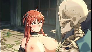 Cartoon animated, anime monster, blowjob on knees