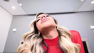 Hot blonde tranny TS Isabella Fiorella fucked in a gangbang