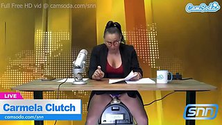 Hot News Reporter Carmela Clutch Cums Hard on Live Cam - Sybian Orgasm & Big Tits