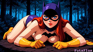 Futanari Batgirl Barbara Gordon (BAS) Masturbating, Cumshots, Selfsucking, more!
