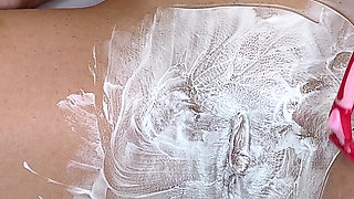 Shaving a Hairy, Tight Pussy with a Razor and Trimmer!
