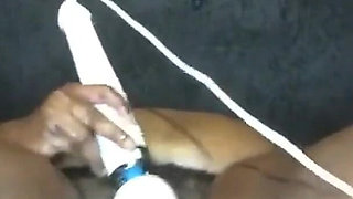 Legs Wide Open Slapping My Pussy Stimulating My Clit with Wand Vibrator