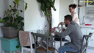 Mom Is Shopping, Sexy Stepdaughter and Hot Girlfriend Are Having with Her Lover!