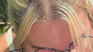 POV Camera. a Student Gave a Blowjob to a Stranger in a College Park and Received Cum in Her Mouth