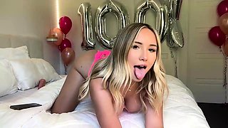 Big Boobed Blonde Masturbates With A Dildo In The Bathroom