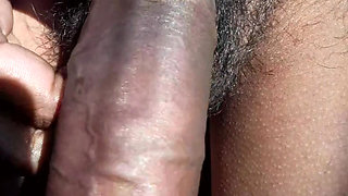 Cumshoot on hand outdoor big black cock Indian man