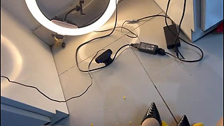 Office Secretary Crushing Balls Oranges in High Heels