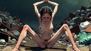 Dirty Woman Covered in Trash in Bondage - Extremely Horny & Desperate