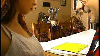 A French Teacher and His Colleague Is Banging Angle a Little Student.