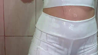 The Beauty Soaked Herself in the Shower to See How Her Wet Clothes Would Look. Wetlook