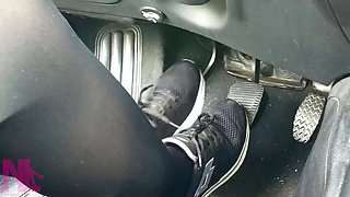 Sensual Pedal Pumping in Black Sneakers