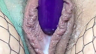 MILF Thrusting Vibrator Masturbation & Stuffing Panties in Fat Pussy