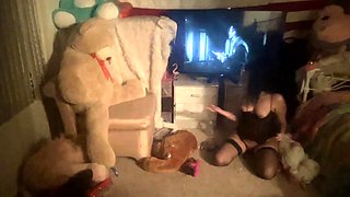 Stacked brunette goes solo toys and masturbation