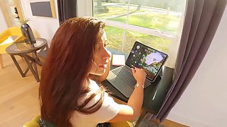 Caught her watching porn on her laptop and I'm teaching her manners