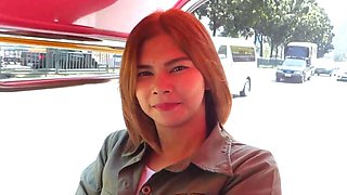 Petite Thai MILF picked up on the street with a Tuk Tuk taxi