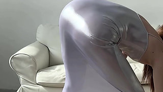 flexible girl yoga time transparent dress