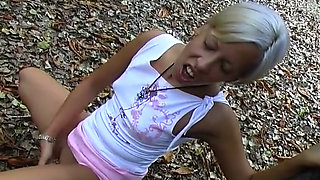 Blonde Slut From Germany Is Here to Pee and Cum in the Forest