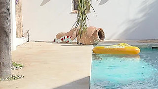Party Prank Trap: Bound, Gagged and Cum-covered in the Pool (4k)