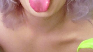 Small tit nubile in stockings masturbates