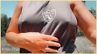 Dared Walking Around Side Boob On Public Beach