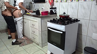 Maid Had Her Ass Used While Washing Dishes.