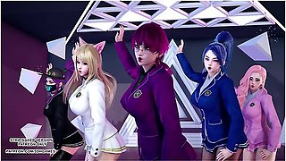 [mmd] Stayc - Ran2u Ahri Akali Kaisa Evelynn Seraphine Hot Kpop Dance Kda League Of Legends