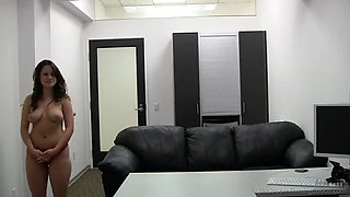 Paula’s Juicy Teen Blowjob on the Casting Couch – Cum in Mouth & Big Natural Tits