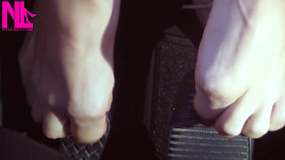 Barefoot Revving in Puma Sneakers