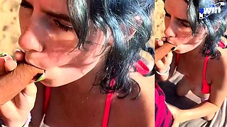Public Beach Blowjob - Risky Fuck Fest! eighteen yr old