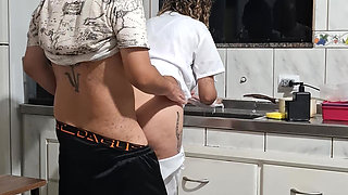 The Maid Got Fucked in the Ass in the Kitchen While Washing the Dishes