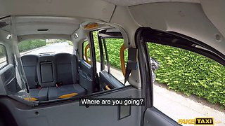 Adorable little blondie with natural beauty getting fisted by the driver - faux cab