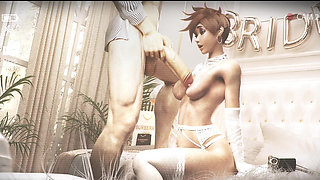 Tracer Getting Ready To Suck Massive White Cock - 3D Animated