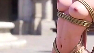 Naked Girl in Public Bondage - Extreme Public Humiliation in Square