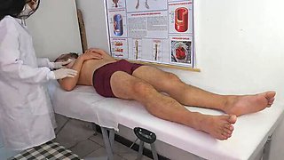 Nurse Excited By Patient's Huge Uncontrollable Erection In Hospital - Brunette Latina In Uniform