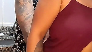 Pajama Slut Swallows Husband’s Cum in the Kitchen