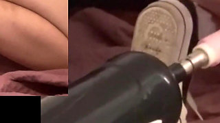 A Blonde Is Double Fucked with a Dildo and a Fucking Machine