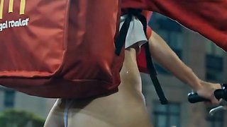 Black haired asian mcdonalds girls stroke cocks over fries