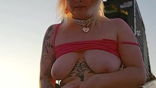 A Young French Wo Masturbate Herself on Her Dildo in a Tractor
