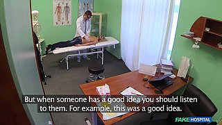 Fake Hospital- Hot Blonde Enjoys an Office Exam, Pussy Pounding & Takes a Massive Cumshot for a Big Discount