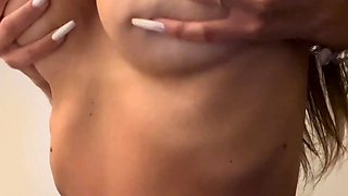 Big Boobed Blonde Masturbates With A Dildo In The Bathroom