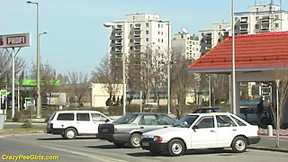 Outdoor peeing at the carwash
