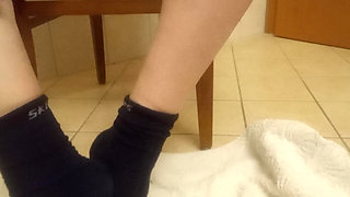 Eva Pur Solo: My wet secret! Sweaty black cotton to the hilt!