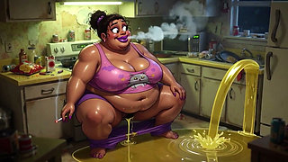 Very Pregnant BBW Smoking While Peeing - Big Belly & Dripping Pussy