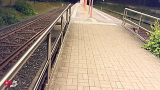 Horny Slut Fucked in the Middle of the Train Station!!