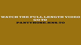Fit young redhead Katrina in tan pantyhose and flashing