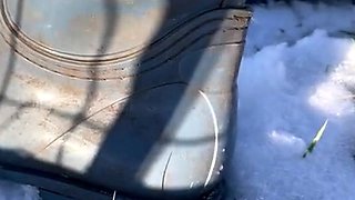 Foot fetish rimming for blonde outdoors