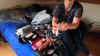 Amateur MILF Wife Unboxing Fan's Naughty Surprise Toy - Close Up Solo Vibrator Action