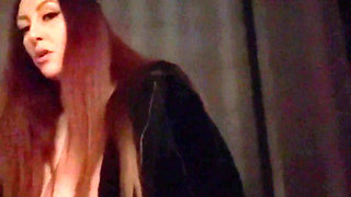 Smoking a Cigarette Out at Night and Showing My Big Tits