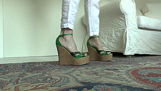 Wedge-heel Sandal Fashion Show for You! Cum in Your Pants! Lady Victoria Valente