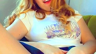 Blonde tight pussy babe solo toy fun in glamour masturbation